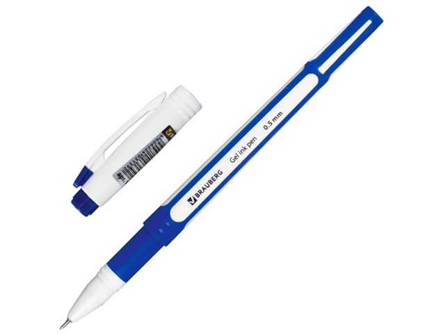 Ручка гелевая BRAUBERG "Contract", корпус синий, игольчатый узел 0,5 мм, линия 0,35 мм, синяя, 141184