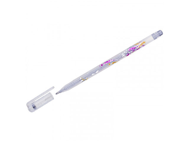 Ручка гелевая Crown "Glitter Metal Jell" 1 мм, серебро с блестками