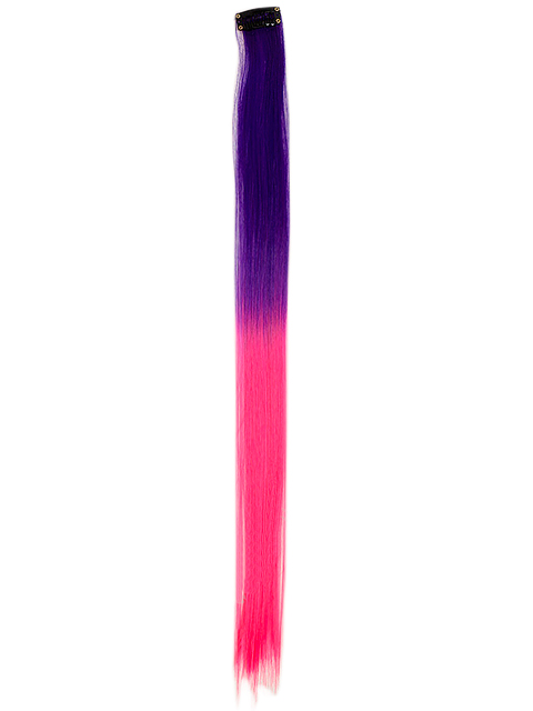Прядь волос двухцветная на заколке "Темно-фиолетовый/Ярко-розовый" (цена за 1 шт)