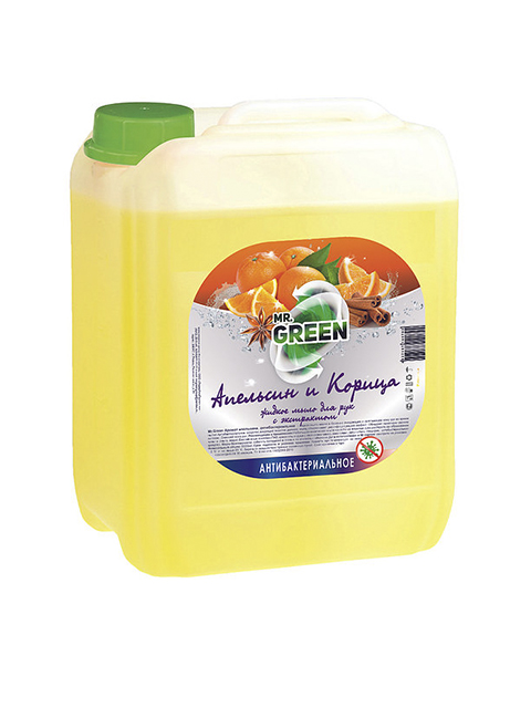 Мыло жидкое 5л Mr. Green Апельсин и корица, антибактериальное