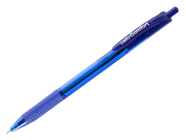 Ручка шариковая автоматическая Cello "Comfort" корпус трехгранный, синяя