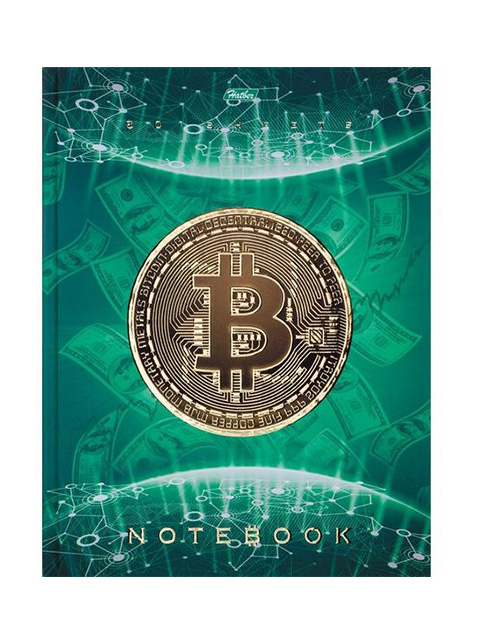 Бизнес-блокнот А5 80 листов Хатбер "Bitcoin" обложка 7БЦ, матовая ламинация, фольга, 5 цв. блок