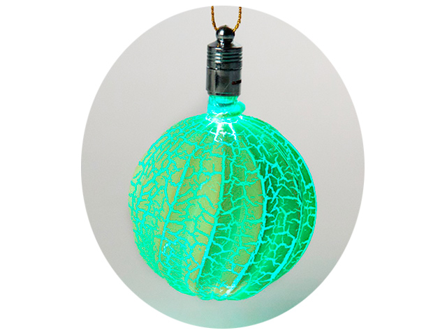 Игрушка световая LED "Елочный фонарик узоры краской" 5 см на батарейках, зеленый