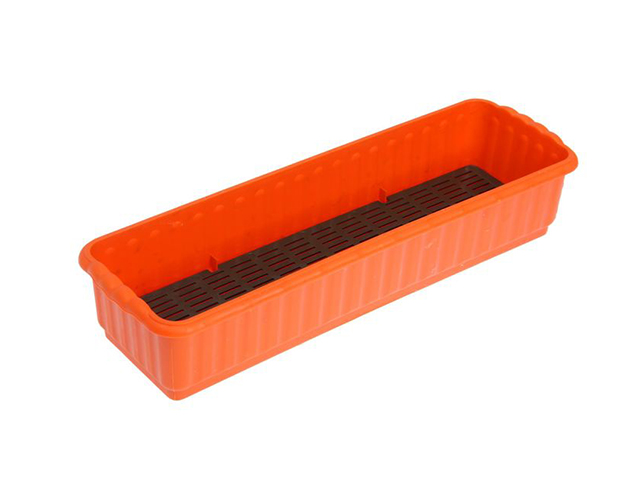 Ящик для цветов с дренажной решеткой (оранжевый) 