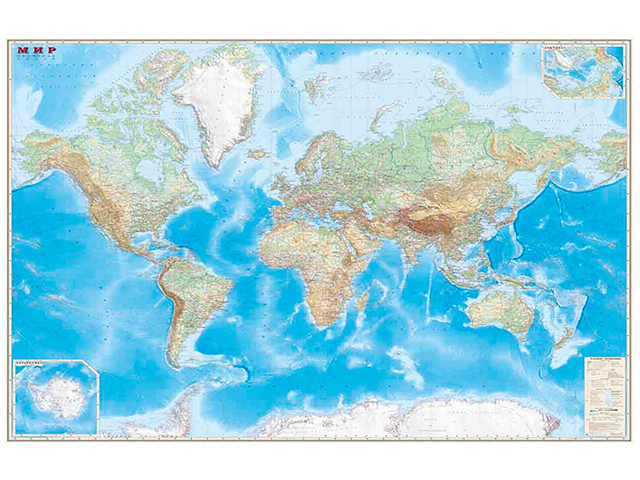 Карта "Мир. Обзорная карта", 1:15М, 190х140см, в картонном тубусе