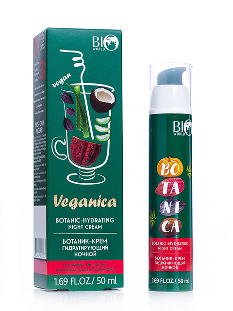 Ботаник-крем для лица BIO World "Veganica" гидратирующий, для нормальной, сухой кожи, ночной, 50 мл