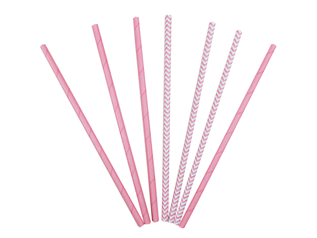 Трубочки для коктейля Пати бум "Ассорти Pink" 12 (6+6)шт, бумажные 