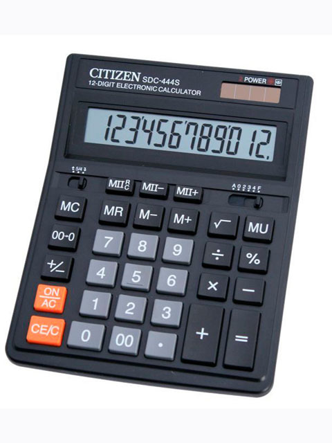 Калькулятор настольный CITIZEN SDC-444S 12 разрядный, двойное питание