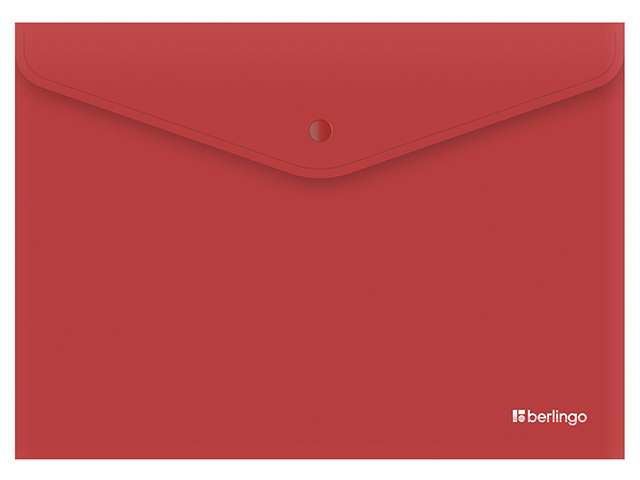 Папка-конверт на кнопке А4 Berlingo "City Style" 200 мкм, непрозрачная, красная