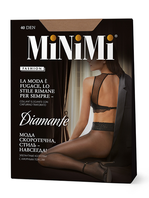 Колготки женские MiNiMi "DIAMANTE 40" кружевной пояс Daino 3-M (телесный)