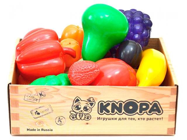 Игровой набор KNOPA "Овощи-фрукты. Большой ящик" 21 предмет, в сетке, пластмасса