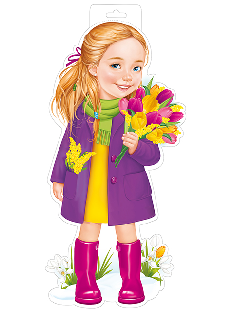 Плакат фигурный "Девочка с тюльпанами"
