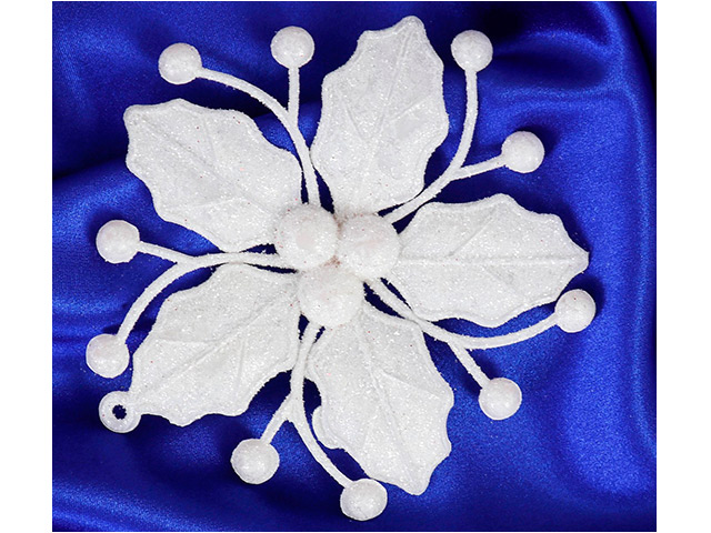 Новогодний декор "Снежный цветок" 9 см, морозный блеск