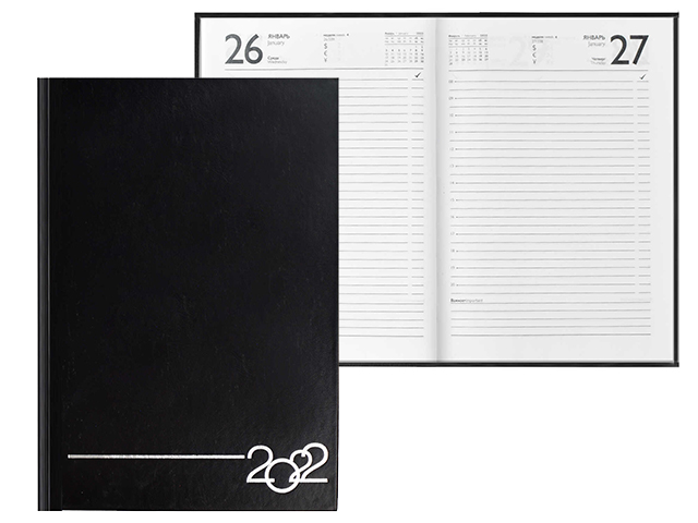 Ежедневник датированный 2022 А5 Феникс+ 160 листов, черный