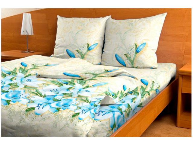 Постельное белье 2 спальное Бязь "Лили-Анна" (голуб.) стандарт 