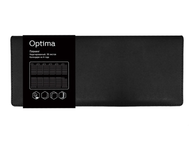 Планинг недатированный 56 листов Listoff "Optima" обл. кож/зам., поролон, черный