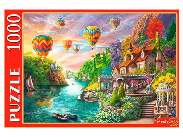 Пазлы 1000 элементов 685х480 Рыжий кот "Пейзаж с воздушными шарами"