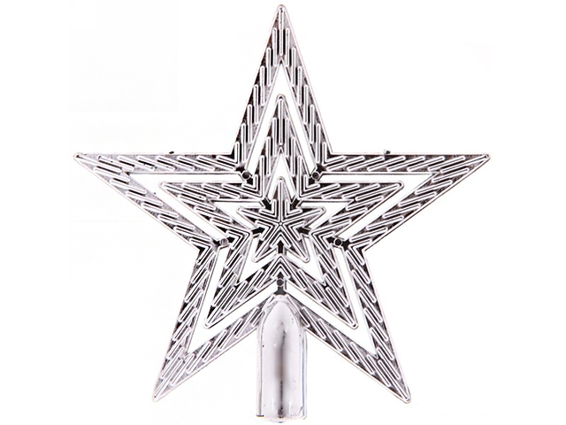 Елочная игрушка Звезда для ёлки "Классика" 9,5 см, серебро, пластик