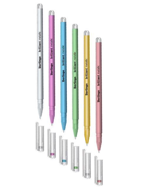Набор ручек гелевых Berlingo "Brilliant Metallic" 6 цветов, 0,8мм, европодвес