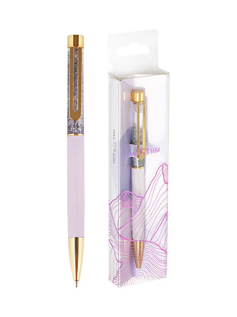 Ручка шариковая с поворотным механизмом MESHU "Lilac sand" 1,0мм, синяя, в подарочной упаковке