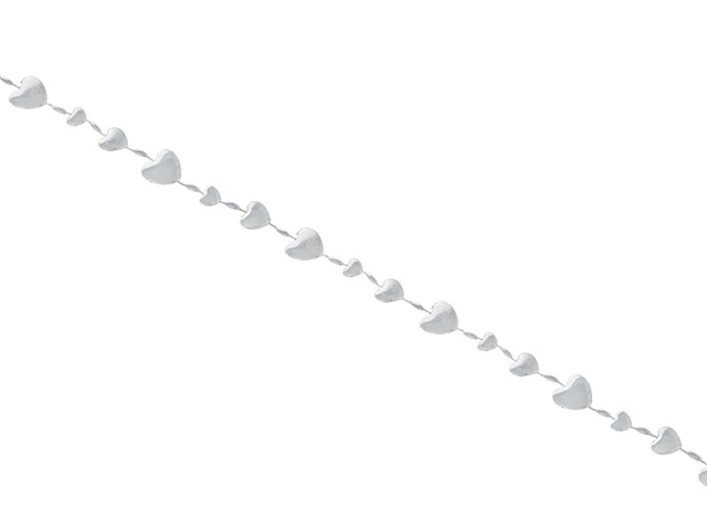 Елочное украшение Бусы Серебряные сердечки, длина 2,7 м, в пакете