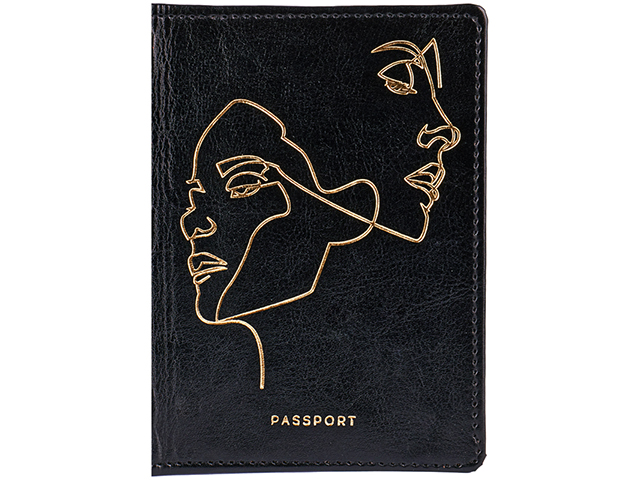 Обложка для паспорта Office Space "Life line" к/зам., тиснение фольгой, черный