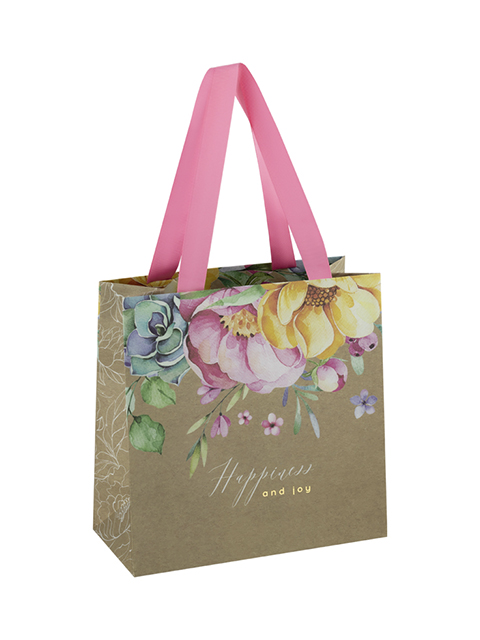Пакет подарочный бумажный MESHU "Fleur charmant", 20х20х10 крафт