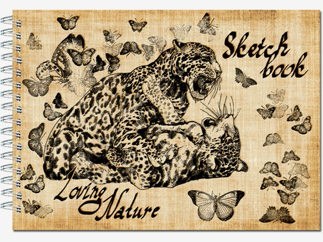 Блокнот А6 20 листов Полином "Sketchbook" 280г/м2, палевая бумага, на спирали