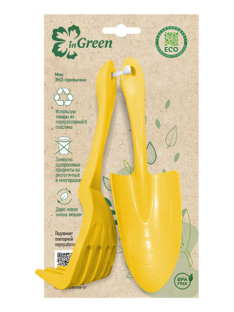 Набор садовых инструментов "InGreen for Green Republic" (грабельки и лопатка для пересадки) спелая груша