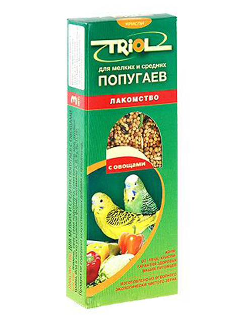 Лакомство "Triol " для мелких и средних попугаев с Овощами 80г 3шт. в упак.