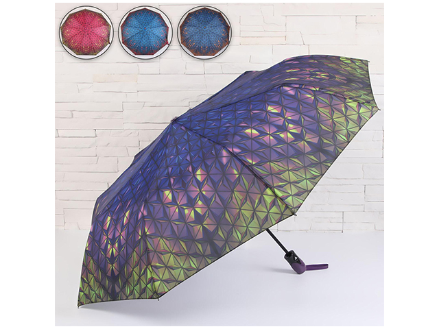 Зонт женский, полуавтомат, "Эпонж3D" R48, 9 спиц