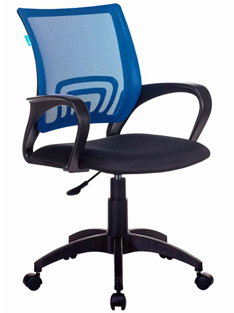 Кресло Бюрократ, CH-695NLT, спинка сетка синяя, сиденье черное, пластик черный