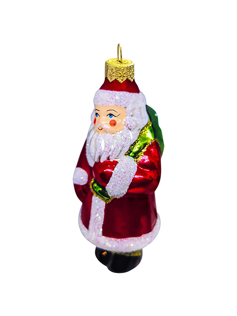 Елочное украшение фигурка "Дед Мороз с мешком" 10 см, стекло, в подарочной упаковке