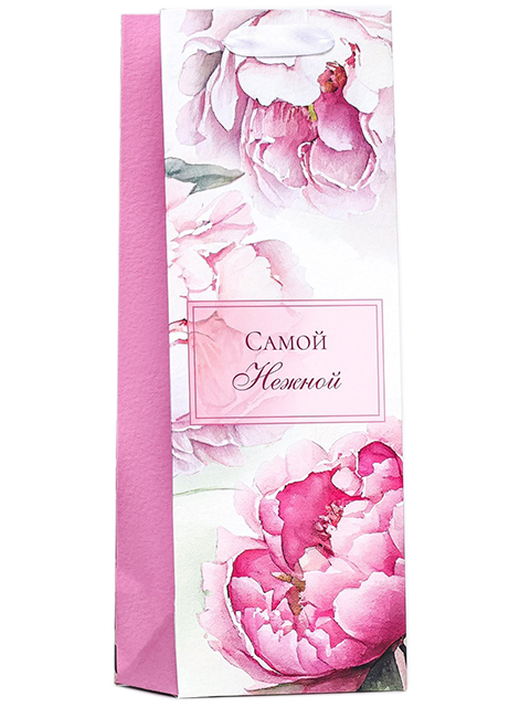 Пакет под бутылку ламинированный "Самой нежной" 13х36х10см