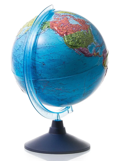 Глобус d=250мм Политический, рельефный с подсветкой от батареек, Классик Евро 