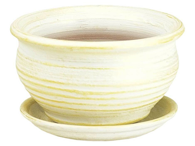 Горшок для цветов "Кантри фиалочница" бело-золотой, 16см, керамика