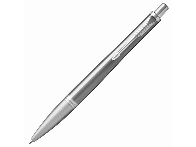 Ручка шариковая автоматическая PARKER "Urban Premium Silvered Powder CT", линия средняя, синие, в по