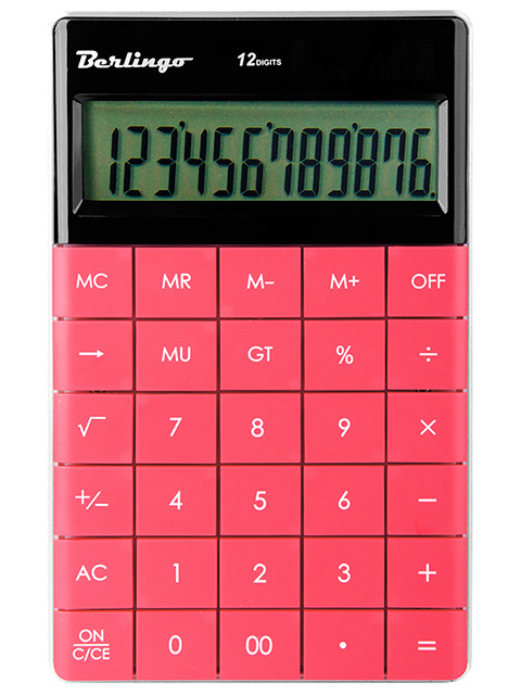Калькулятор настольный "Berlingo" 12 разр. 165х105х13мм. розовый
