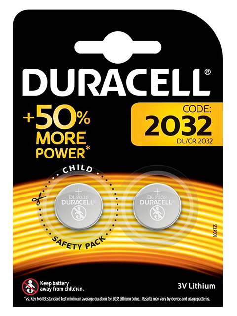 Батарейка литиевая (таблетка) Duracell CR2032 (2 шт) блистер, кор. (10 уп)