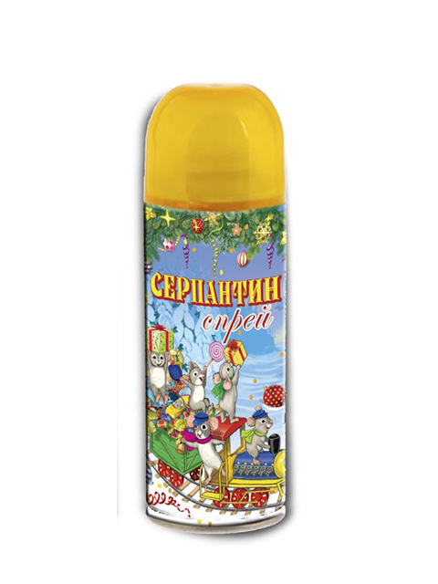 Серпантин синтетический в спрее, 250 мл, желтый