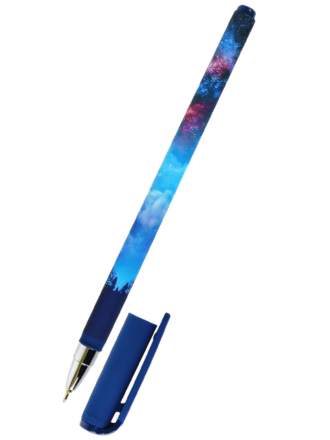 Ручка шариковая масляная LOREX "SLIM SOFT" 0,5 мм, корпус прорезиненный с принтами, синяя