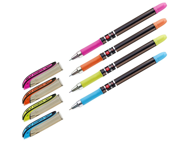 Ручка шариковая Cello "Maxriter XS tinted black" 0.7мм, ассорти, грип, синяя