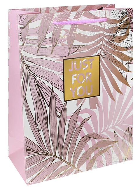 Пакет подарочный бумажный 18х23х10 см "Тропический рай", розовый