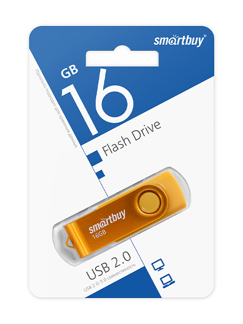 Флэш-диск Smart Buy 016GB, USB 2.0 Twist Yellow
