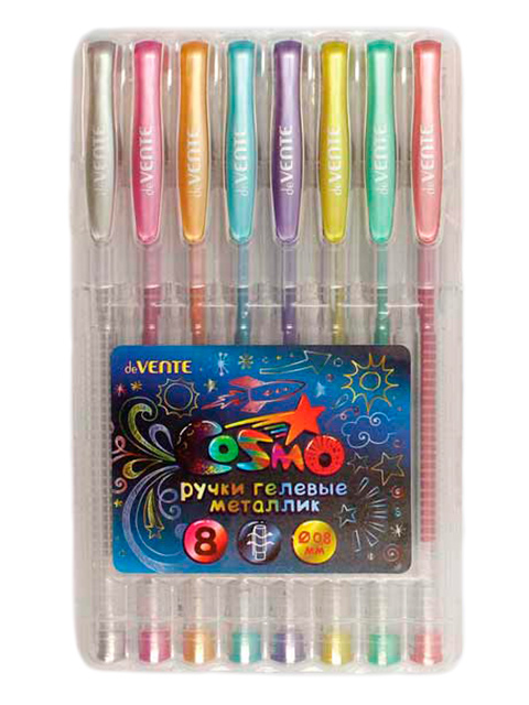 Набор гелевых ручек "deVENTE. Cosmo Metallic" 8цв., 0,8мм, в пласт. упак. с подв