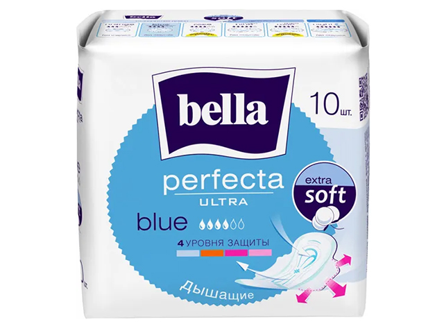 Прокладки Bella Perfecta Ultra Blue с крылышками, 10 штук