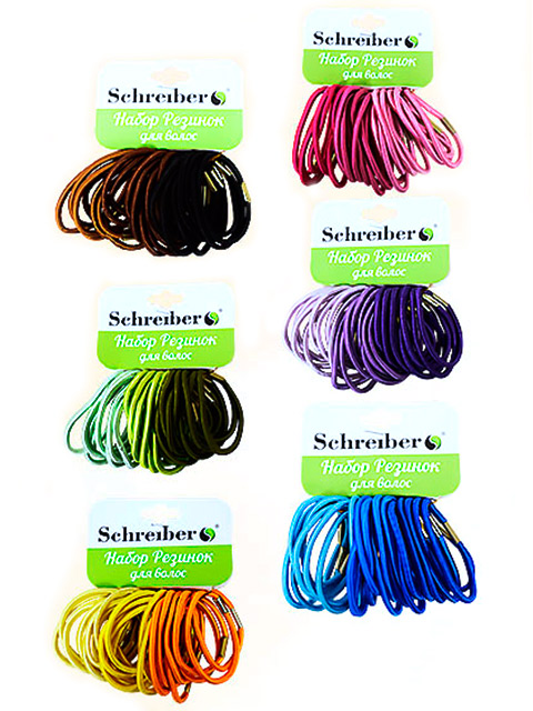 Набор резинок для волос "Schreiber" цветные, европодвес, 24 штук в упаковке