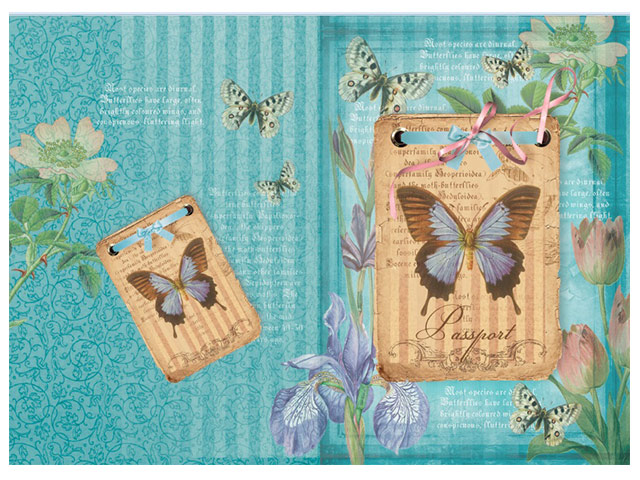 Обложка для паспорта Фора "Бабочки на синем" ПВХ