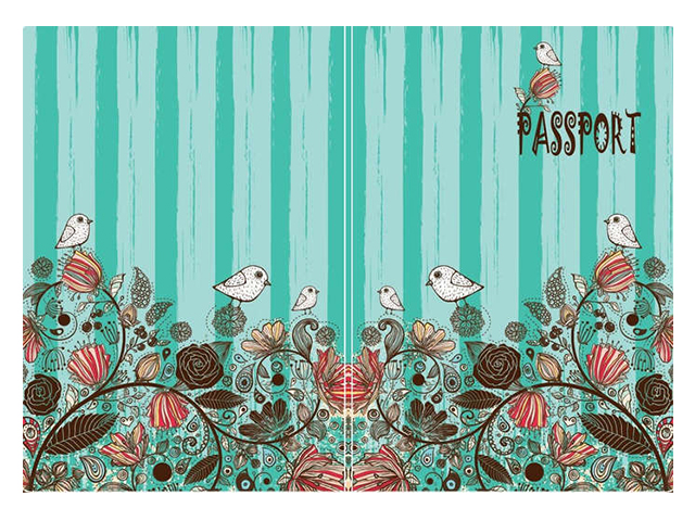 Обложка для паспорта Фора "Птички на бирюзовом" ПВХ