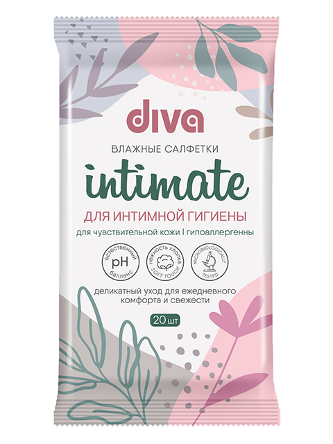 Салфетки влажные 20 шт "DIVA. Untimate" для интимной гигиены